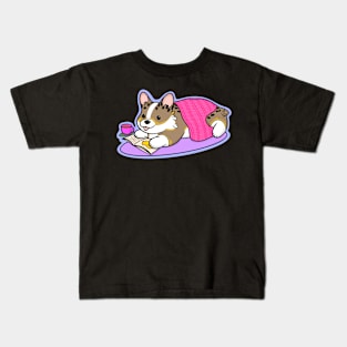 Cute Corgi Reading Book Kids T-Shirt